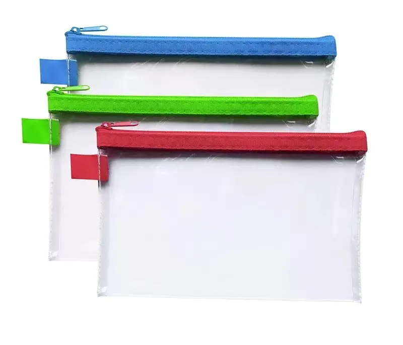 Siswa B6 tempat pensil pvc folder zip lock paket warna mesh jelas PVC tas dokumen untuk kantor atau sekolah menempatkan kertas dan
