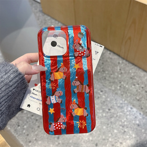 เคสโทรศัพท์ลายม้าสีแดงน้ำเงินแบบเต็มจอสำหรับปีใหม่  แบบสองชั้นกันกระแทก สำหรับ iPhone 14 15 16 17 Pro Max สำหรับผู้หญิงและเด็กผู้หญิง - Product Image 3