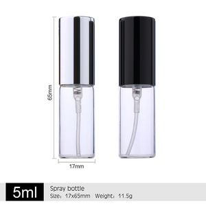 Sumeear 5ml rõ ràng chai nước hoa thủy tinh tròn phẳng xách tay <span class=keywords><strong>container</strong></span> rỗng bơm lại kim loại phun hương thơm lọ cho du lịch - Product Image 2