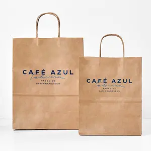 Bolsa de papel kraft marrón reciclado con logotipo personalizado, bolsa de papel para embalaje artesanal, bolsa de papel barata para negocios de alimentos