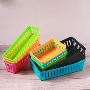 Cestas de almacenamiento de plástico, organizadores rectangulares apilables para oficina, hogar, juguetes, joyería, rojo rosa, verde, amarillo, rosa, negro, azul - Product Image 1