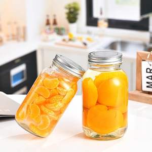 1000ml büyük kapasiteli Mason cam kavanoz şeftali reçel turşu sebze BİBER SOSU mutfak mühürlü cam şişe - Product Image 3