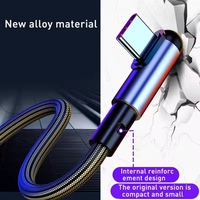 Cable USB Tipo C de Carga Rápida 3A con Conductor de Cobre Puro y Aleación de Aluminio Trenzado de Nailon, Ángulo Recto de 90 Grados para Dispositivos IOS