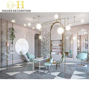 מפעל סלון מודרני מותאם אישית תצוגה ארון מדפים תצוגה קוסמטיים מתלה עם אורות - Product Image 6