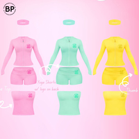 Ensemble 3 pièces d'été pour femme : haut court, veste zippée et short – Tenue de sport personnalisable avec broderie