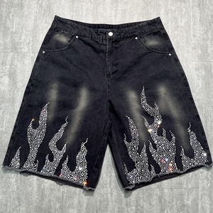 QIANSHI Pantalones Cortos <span class=keywords><strong>de</strong></span> Mezclilla Lavados para <span class=keywords><strong>Hombre</strong></span>, Estilo Urbano, Venta al por Mayor, Fabricante, Personalizados, con Pedrería, Talla Grande - Product Image 3