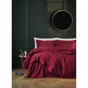 Cotton Box Elegant Satin King Twin Size Double Duvet Cover <b>Set</b> Burgundy Soft Warm with 4pcs for Home Bed <b>Comforter</b> Wedding Use - Product Image 3