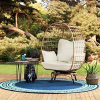 Nouveau design Fauteuil œuf d'extérieur en rotin pour balcon d'hôtel, chaise simple de patio imperméable, chaise à bascule de jardin en osier tressé à la main