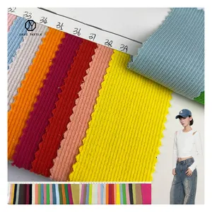 High quality supplier Spandex cotton elastic knitted rib fabric 250g casual T-shirt ribbed 94 cotton 6 spandex fabric