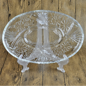 Piatti Decorativi Turchi in Vetro da 13 Pollici a Forma Ovale con Supporto, Vassoi per Frutta/Insalata per Matrimoni e Feste, Portavivande Freddi - Product Image 4