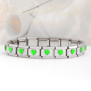 Estilo de moda, gran oferta, abalorios italianos chapados en oro DIY, pulsera de acero inoxidable de una sola pieza, corazón, doble piedra preciosa de melocotón para mujer - Product Image 4