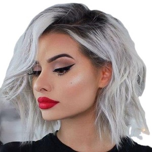 Perruque européenne et américaine pour femmes <span class=keywords><strong>cheveux</strong></span> bouclés courts moelleux avec perruque synthétique de couleur dégradée couverture complète de la tête - Product Image 1