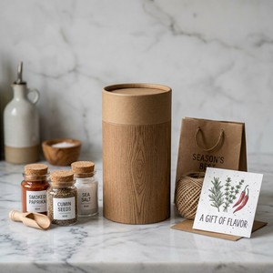 Tube en papier personnalisé à grain de bois naturel pour emballage d'épices, boîte cadeau rustique pour assaisonnements, pour marques de cuisine bio, logo personnalisé, fabrication en usine - Product Image 2