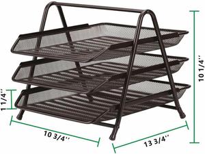 <b>Metal</b> Letter Tray Desk Organizer Document Letter Office Paper Organizer 3 Tier Mesh Paper Tray - Product Image 2