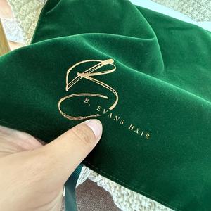 Bolsa de polvo de terciopelo verde, logotipo de flexografía personalizado, sobre elegante para ropa, embalaje de piedras preciosas, regalo de joyería para el cabello impreso - Product Image 5