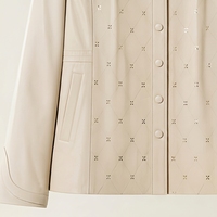 Veste en peau de mouton pour femme, couleur abricot, col chemise, motif quadrillé, strass, fermeture à boutons-pression, taille cintrée, mi-longue, manteau en cuir décontracté