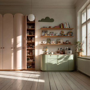 Modern Solid Wood Bedroom <strong>Wardrobe</strong> <strong>with</strong> Pastel Hinged Doors Built-In <strong>Shelves</strong> Soft Close <strong>Drawer</strong> Organizer - Product Image 6