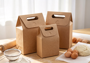 Multi-size Eco-Friendly Recyclable Flip Handle Kraft Stand-up Bags Made Thick Cardboard Integrated Die-cut Design Handle Cutout - Product Image 2