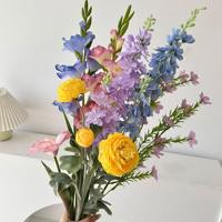 Nieuw design luxe blauwe serie handgemaakte zijden kunstbloemen DIY bloemstukken Halloween decoratie bruidsboeket