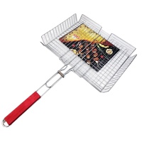 Outils de barbecue : Grille en fil métallique fabriquée à la machine, compatible charbon de bois, portable pour barbecue extérieur