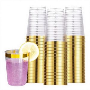 Lot de 50 gobelets en plastique sans BPA, 10 oz, transparents avec bord doré, réutilisables, élégants, pour mariage, fête, cocktail, bière - Product Image 3