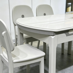 Ensemble de table à manger ovale extensible moderne, plateau en pierre frittée, pieds en plastique durables, capacité de 4 personnes, design minimaliste, salle à manger - Product Image 2