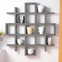 Étagère murale pour tasses, supports de rangement, grille de 5,1x5,1x3 pouces, marron rustique, pour bar à café
