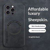 Coque de téléphone pour 17 Pro Max, Style Ins, magnétique, texture en cuir, respectueuse de la peau, housse de protection en peau de mouton