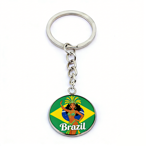 Wholesale Barbados Brazil Argentina Style Custom Design Souvenir Promotion Gift <strong>Glass</strong> Keychain Key Chain - Product Image 1