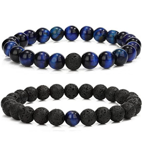 ใหม่10มม. ลาวาภูเขาไฟสีแดงเข้มเสือตาคู่กำไลข้อมือสไตล์ตะวันตกตัวใหญ่ลาวาน้ำมันกระจายกลิ่นกำไลลูกปัด - Product Image 4