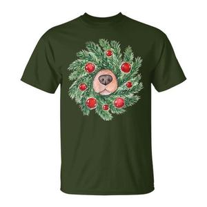 Cute Dog Nose Christmas Wreath T-Shirt <b>Golden</b> <b>Retriever</b> Dog Lovers Holiday <b>Gift</b> - Product Image 1
