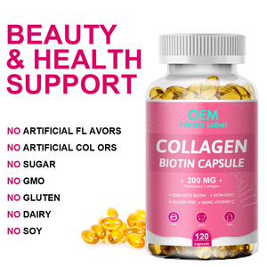 Capsules de collagène multi-composants OEM 200MG avec 3000MCG de biotine et 50MG de vitamine C favorisant la santé des cheveux, de la peau et des ongles - Product Image 3