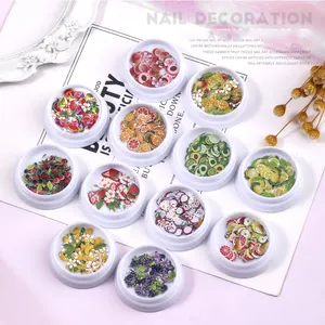 12 fiori di stile frutta fragole arancia pezzi di pasta di legno decorazioni per unghie patch decorazioni per ciondoli per Nail Art