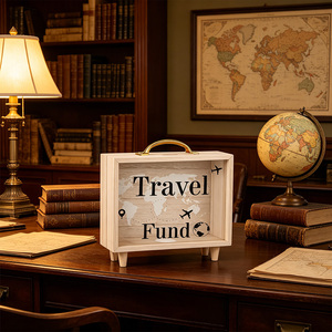 Hucha de madera para viajes, caja de ahorro decorativa con <span class=keywords><strong>mapa</strong></span> <span class=keywords><strong>del</strong></span> <span class=keywords><strong>mundo</strong></span>, regalo para amantes de los viajes - Product Image 5