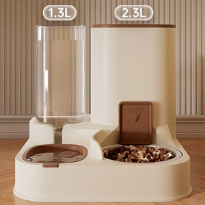 Dispensador de Agua y Comida 2 en 1 Semiautomático para Perros y Gatos, 1.3L+2.3L de Gran Capacidad, Material PP de Grado Alimenticio, Diseño Anti-Obstrucciones, con Filtro - Product Image 2