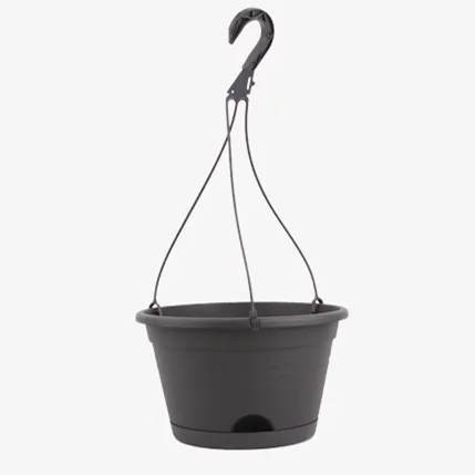 Yuncheng 10" Inch 25Cm Gray Black Outdoor Indoor Home Garden Balcony Injection Molded Pp Plastic Plant Hanging Planters