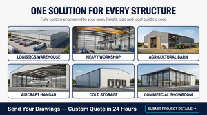 Durable Prefabricated Metal Hangar Building Customized Size for Private Airports &amp; <strong>Airbases</strong> 50-Year Structural Life - Product Image 3