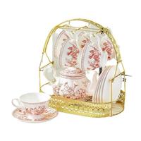 Service à thé en céramique et porcelaine OEM classique avec motif floral pour hôtels et restaurants de luxe, vente en gros