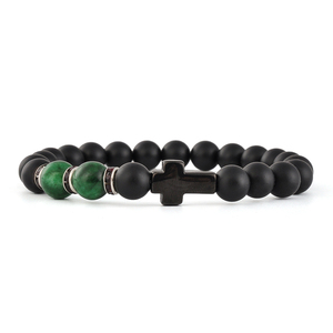 F233 Custom Jewelry <strong>Stone</strong> for Man High Quality Handmade Luxury Semi-precious Green <strong>Jade</strong> <strong>Black</strong> Agate Trendy Bracelet - Product Image 6