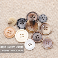Kancing Baju Resin Plastik Custom Empat Lubang Warna Kopi Bulat untuk Jas Wanita, Jaket Windbreaker, Celana Pria, Aksesoris