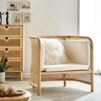 Fauteuil Canapé en Rotin Créatif pour Chambre à Coucher, Chaise Simple en Rotin pour Hôtel, Balcon, Petit Canapé Décontracté Style Nordique