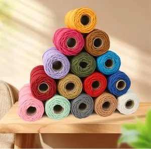 Preço de fábrica por atacado 100% algodão colorido cabo macrame cordas de algodão para artesanato DIY tricô algodão decoração de férias