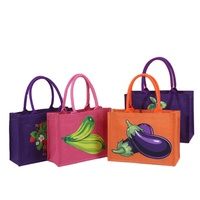 Op maat gemaakte logo eco-laminaat kleine & middelgrote jute cadeauzakjes, biologisch katoenen jute, herbruikbare linnen strand- en hessian boodschappentassen
