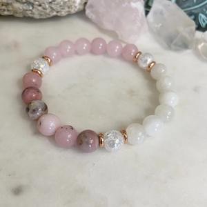 Pulsera <span class=keywords><strong>de</strong></span> cuentas <span class=keywords><strong>de</strong></span> 8mm con símbolo <span class=keywords><strong>de</strong></span> la paz, <span class=keywords><strong>piedra</strong></span> lunar, Cuarzo Rosa, Ópalo, cuarzo agrietado para soporte <span class=keywords><strong>de</strong></span> <span class=keywords><strong>fertilidad</strong></span> y concepción - Product Image 4