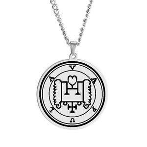 Collier pendentif en acier inoxydable avec sceaux des 72 esprits, la clé inférieure de Salomon, le roi Asmoday, origines démoniaques, <span class=keywords><strong>Goetia</strong></span> 49-60 - Product Image 3