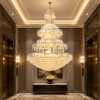 Lustre suspendu pagode multi-niveaux personnalisé pour hall d'hôtel, grand modèle plaqué or, lampe décorative de luxe pour villa et escalier d'hôtel