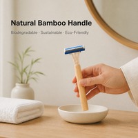 Rasoir de sécurité à triple lame en bambou, rasoir jetable en acier inoxydable pour hommes, pour le soin du visage et du corps