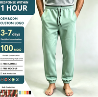 Pantalon de survêtement thermique en molleton épais vert pour homme, anti-plis, avec cordon de serrage à la cheville, modèle simple et vierge