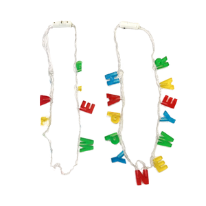 Dẫn ánh sáng lên Vòng cổ nhiều Màu Hạnh Phúc năm mới chữ chuỗi ánh sáng dẫn hạnh phúc năm mới nhấp nháy Vòng cổ bên ủng hộ Vòng cổ - Product Image 2