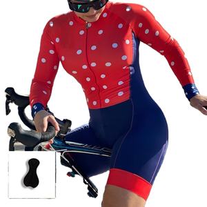 Zomer Vrouwen Lange Mouw Shorts Jumpsuit Road Biker Fietsen Sportkleding 4XL Custom Logo Vrouw Bike Padded <span class=keywords><strong>Jersey</strong></span> Bib Slijtage - Product Image 1